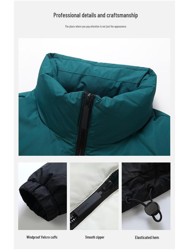 Unisex Winter Windproof Jacket - 90% White Duck Down, Thickened & Warm, Trendy National Standard Design