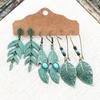 3Pairs Women Hollow Leaf Teardrop Round Dangle Ear Stud Hook Earrings Jewelry