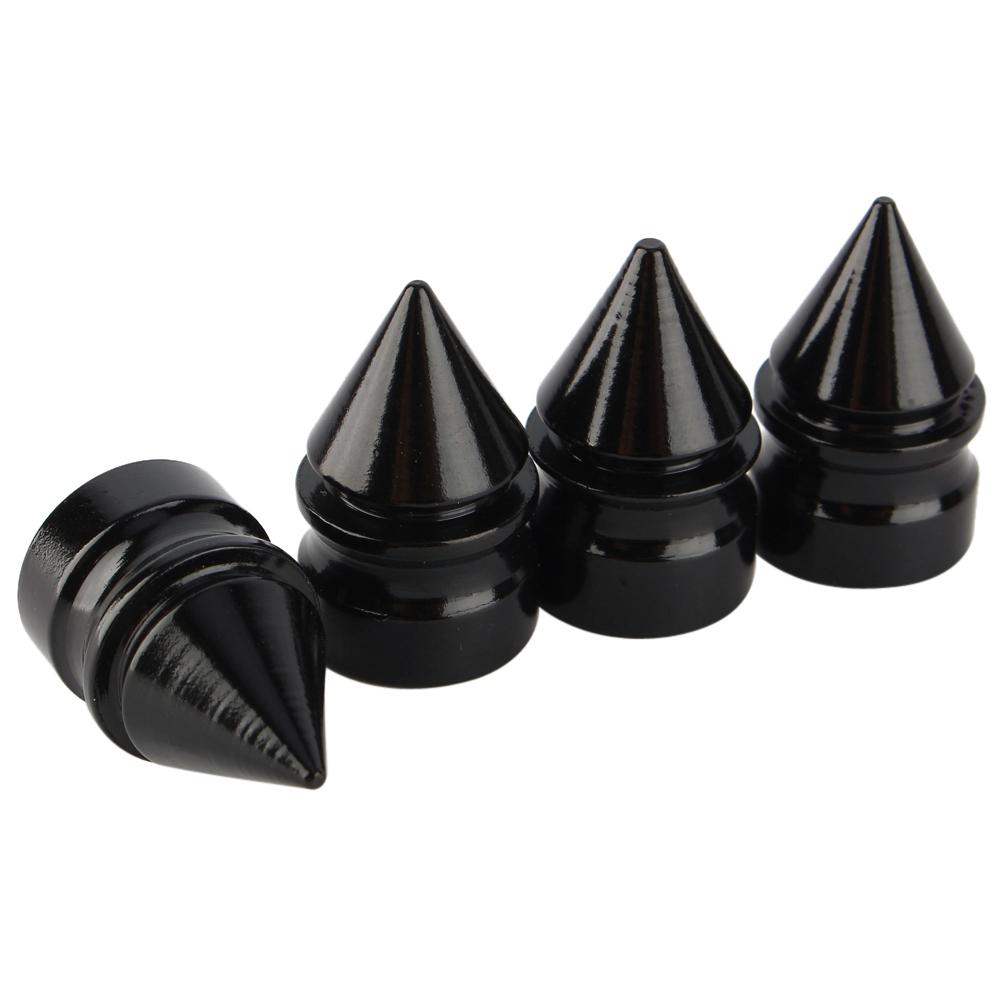 4Pcs Tower Tyre Valve Cap Black Aluminium Alloy Replacement Kit for Automobile Motorcycle