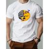 Plus Size Men's Animal and Sleep Expression Fusion Pattern Summer Casual Round Neck Short Sleeve T-Shirt
