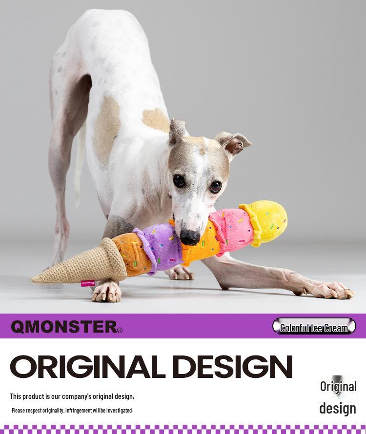 QMonster Dog Ice Cream Sound Toy - Colorful, Slow Rebound, Stress Relief