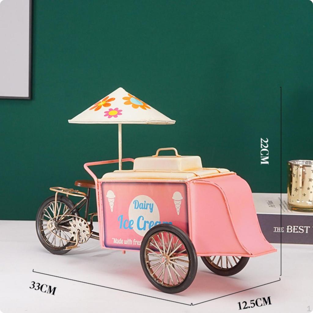 Tisch-Eiswagen Modell | Detaillierter Dreirad-Sockel, Nostalgischer Retro-Akzent, Dekorativ