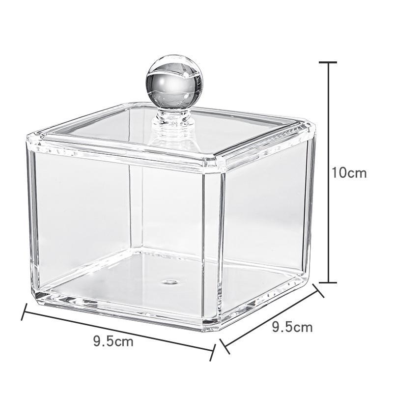 Stackable Transparent Dustproof Desktop Organizer Box for Badges, Jewelry, and Cotton Swabs