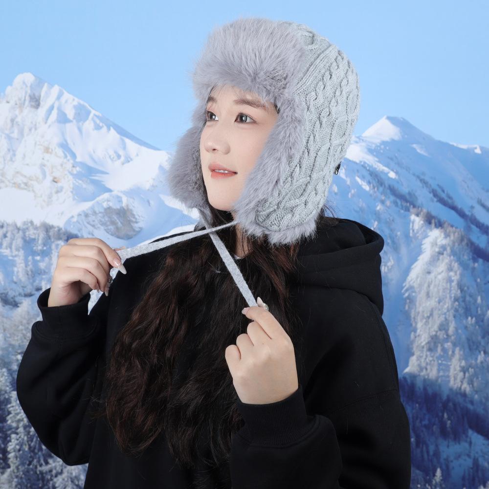 New Autumn and Winter Lei Feng Hat for Women Outdoor Skiing Windproof Cycling Cold Warm Ear Protection Pilot Versatile Hat
