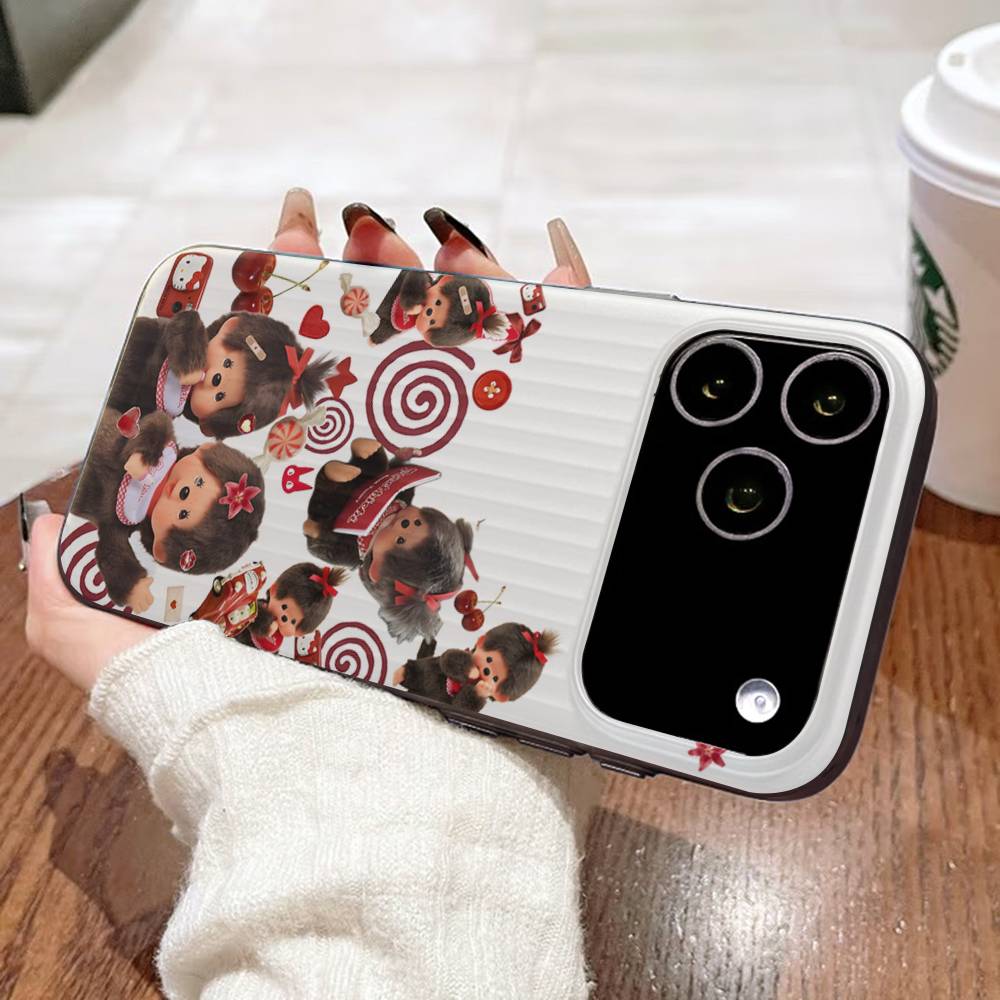 Cute M-monchhichis-s For IPhone 17 16 15 11 12 13 14 Pro Max Plus Pro Corrugated Translucent Back Phone Cover