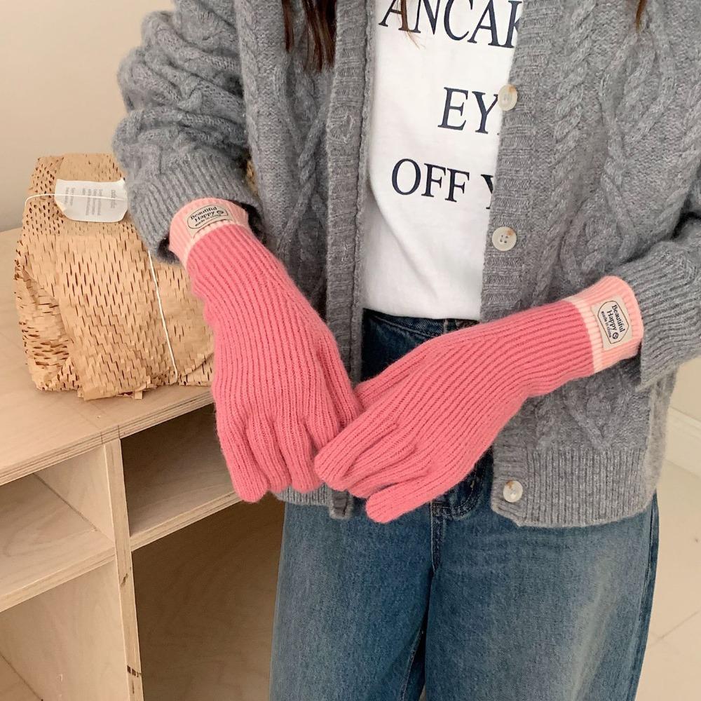 Casual Long Finger Gloves Solid Color Touchscreen Winter Gloves Windproof Knitted Gloves Outdoor Riding