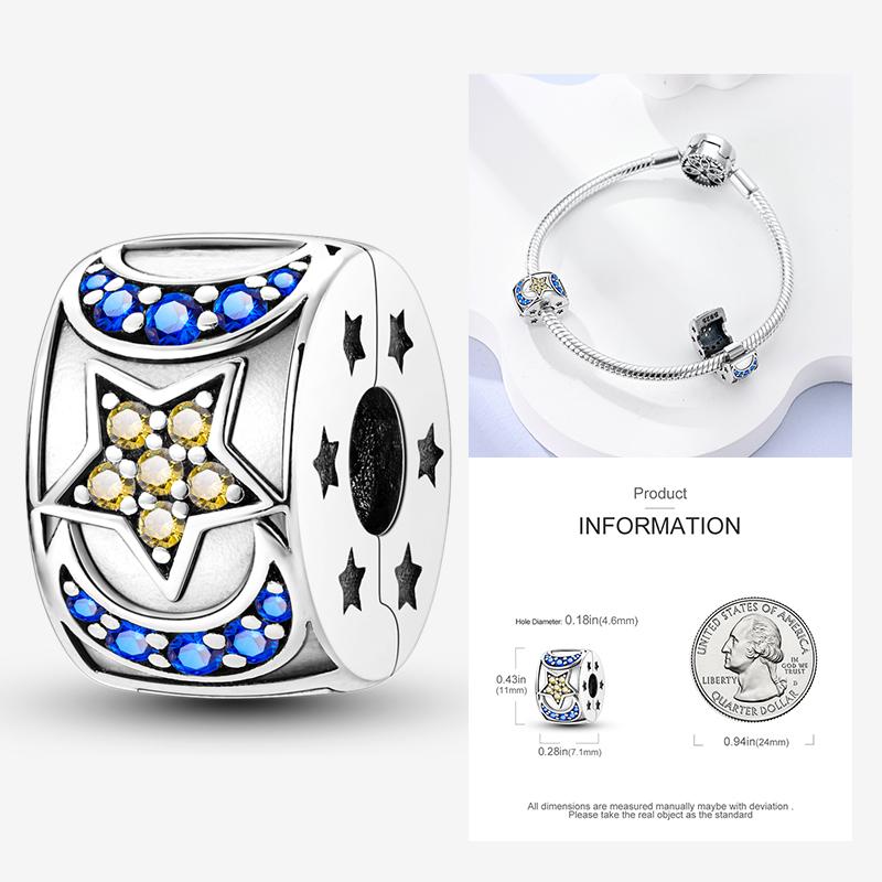 New In Star Moon Sun Series Charm Beads Fit Pandach Original Bracelet Women Copper Pendant Bead Jewelry Gift