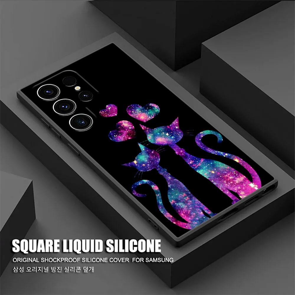Funny Cute Cat Line Art S26Ultra Case For Samsung Galaxy S26 S25 S24 S23 S20 S21 FE S22 Ultra S25 Plus 5G Cases Soft Phone Cover