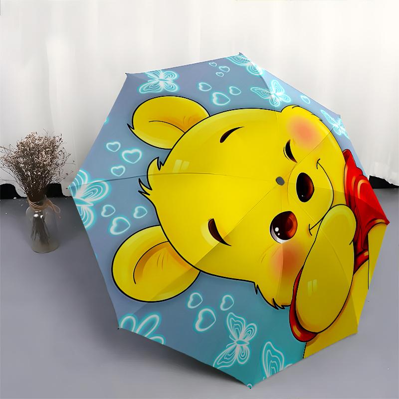 Winnie-the-Pooh,Honey Automatic Umbrella - Tri-fold Portable Umbrella, Best Holiday Gift for Men and Women, Durable Iron Frame, Playful Desi