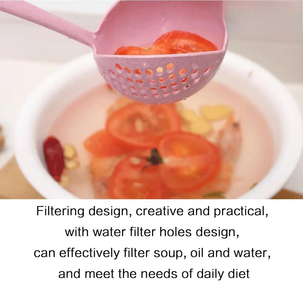 The 2 In 1 Kitchen Spoon Spoon Long Handle Plastic Colander Filter Tableware Hot Pot Spoon