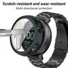 Stainless Steel Metal Watch Band & TPU Full Cover Case For Amazfit Active Max Three Bead Strap Protective Set