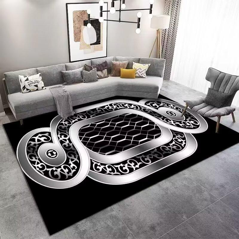 Marble Large Carpet for Living Room 160x230 Black Light Luxury Decoration Study Area Rug Washable Y2k Bedroom Home Mats Non-slip