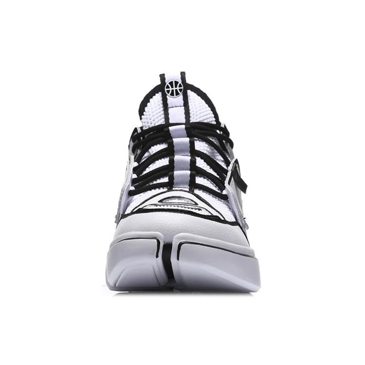 Li Ning Abrasion Resistant Breathable Mid Top Vintage Basketball Shoes Men's White Black AGBN069-1