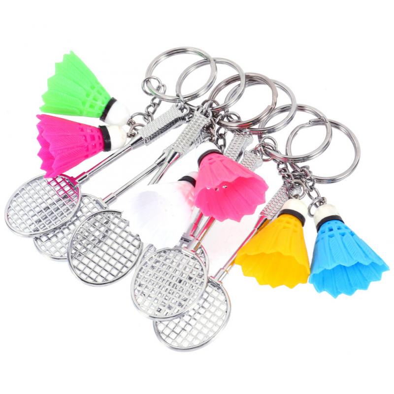 6-Piece Set Badminton Charms Keychains Colorful Sports Accessories Gift