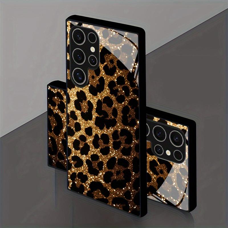 Leopard print design tempered glass phone case suitable for Samsung Galaxy S26 S25 S24 S23 S22 S21 S20 FE Ultra Plus anti drop