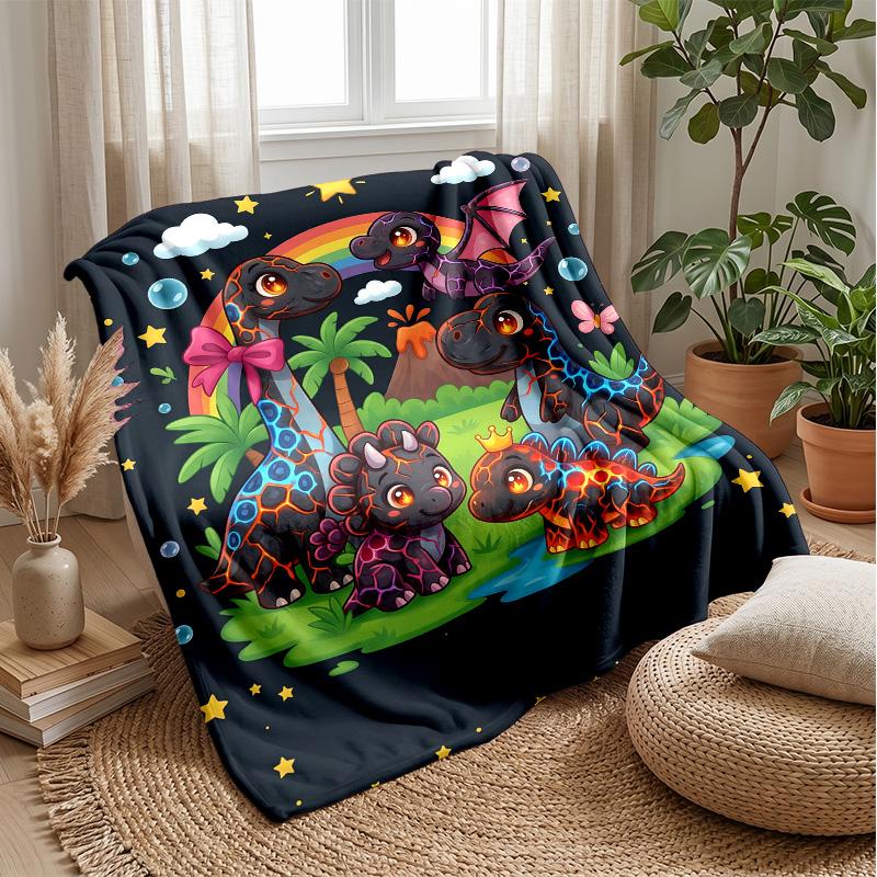 

Dinosaur Fantasy Landscape blanket Personalized Name Flannel Blanket Soft Cozy Plush Throw for Sofa Bed Lightweight Home Decor 75x90cm