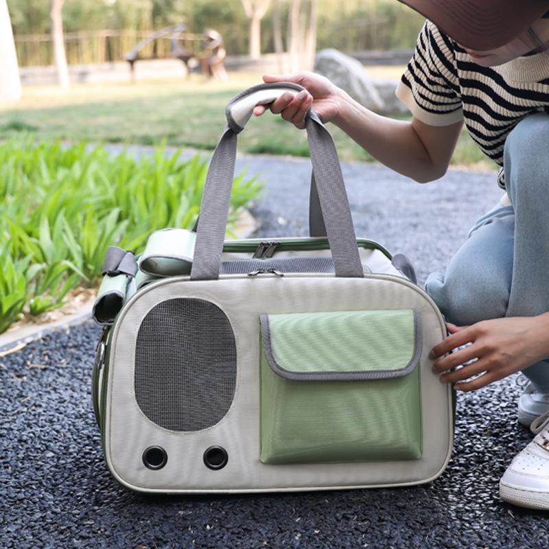 Pet breathable cat bag foldable adjustable length cat out handbag shoulder bag pet supplies