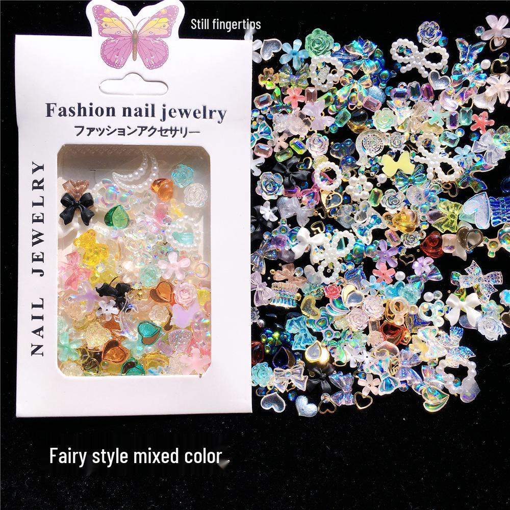 

Nail Art Mixed Materials: Bows, Beads, Pearls, Rivets, Resin, Aurora Accessories