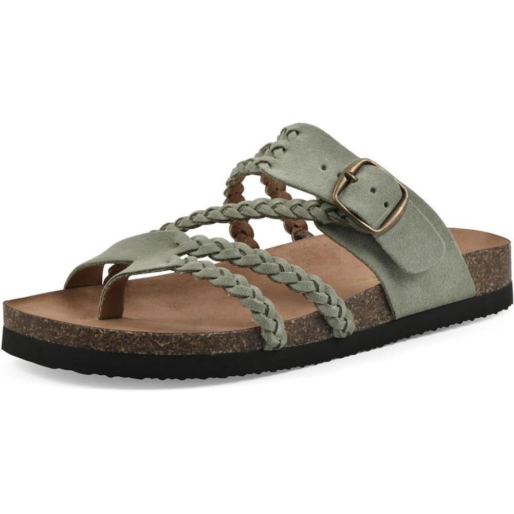 Women Woven Flat Sandals Summer Outdoor Comfortable Roman Beach Shoes Versatile Toe Loop Sandals 36