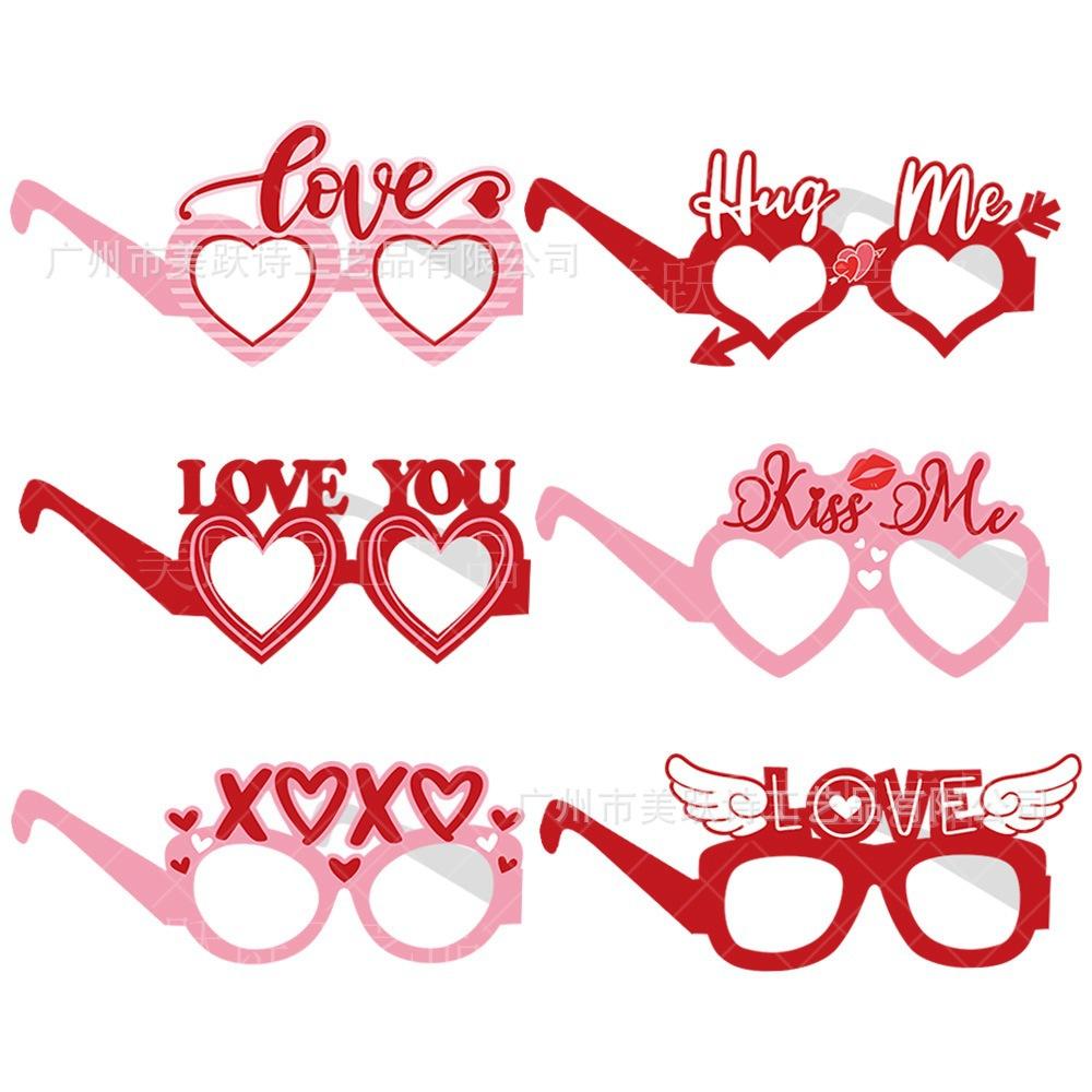 

6Pc Party Glasses Valentine s Day Love Sunglasses Wedding Photo Booth Props Decorations Bachelorette Party Valentines Supplies