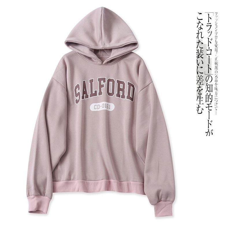 Japanese Order Hooded Fleece Lined Sweater Winter New Men's and Women's Same Style Long Sleeves Letters Plus Size Casual Pullover 30394