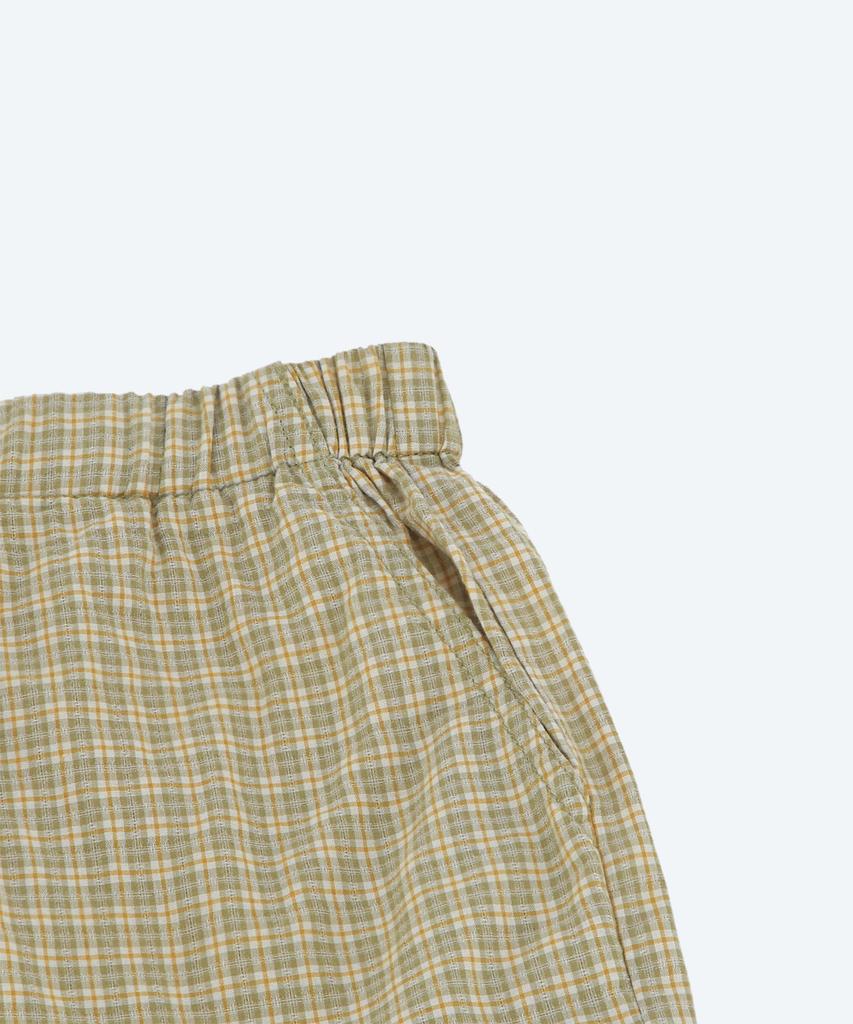 Tonilolenseu Layered Check Pajama Shorts Beige