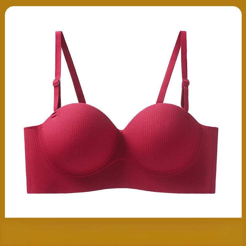 

Кружевное белье половинной чашки для женщин, бесшовный дышащий пуш-ап, предотвращающий провисание, бюстгальтер без косточек 38/85B вино красного
