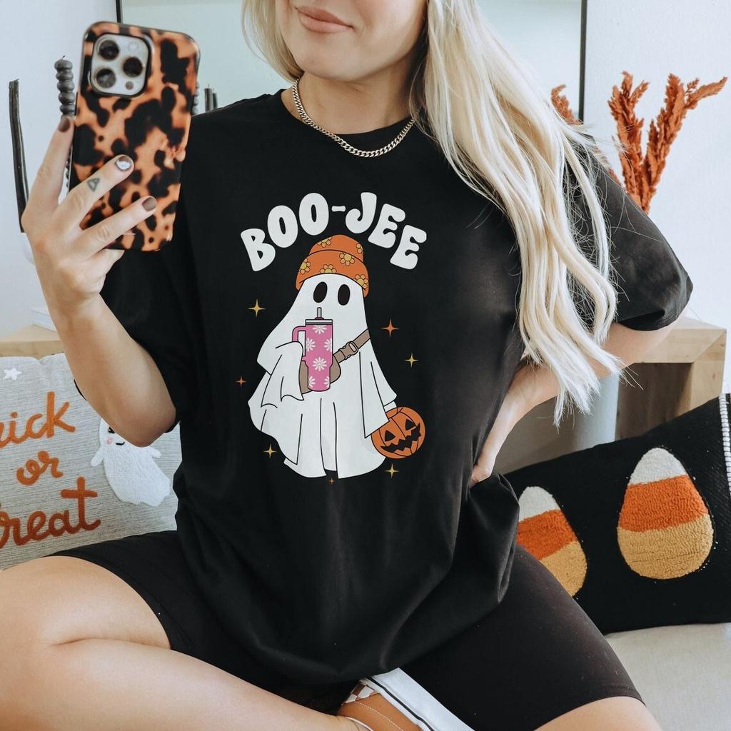 Boo Jee Shirt Retro Halloween Shirt Retro Ghost Shirt Funny Hippie Halloween Shirt Fall Clothes Women Spooky Babe Shirt Plus Size Fall Shirt