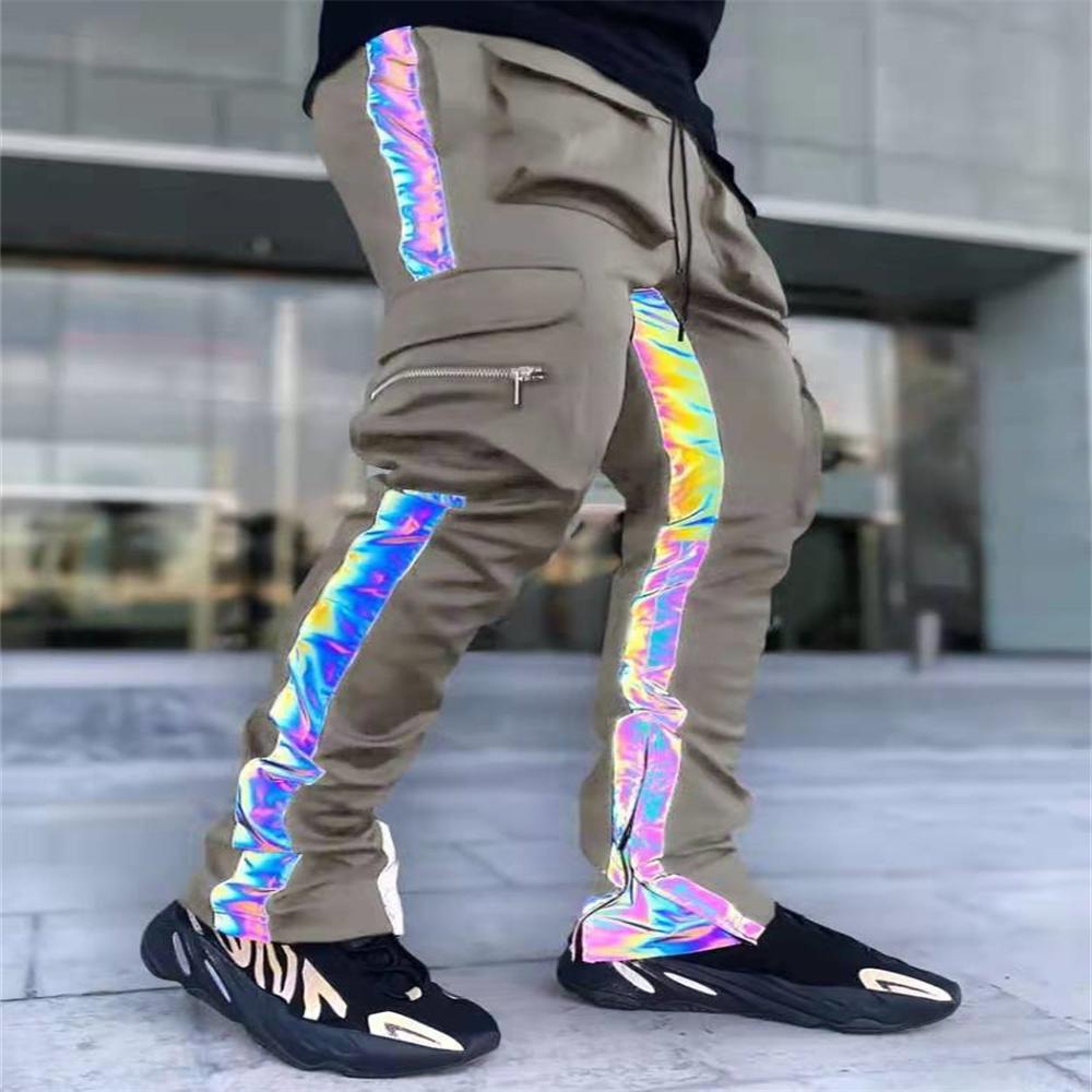 Mens Casual Jogger Cargo Pants Man Fashion Harem Pant Loose Trouser Streetwear Male Trend Pantalon Homme Reflective