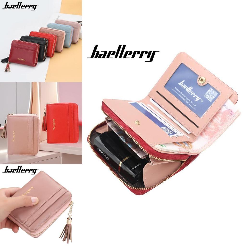 Womens Short Wallet Pu Leather Multicard Holder With Tassel Decoration For Daily Use