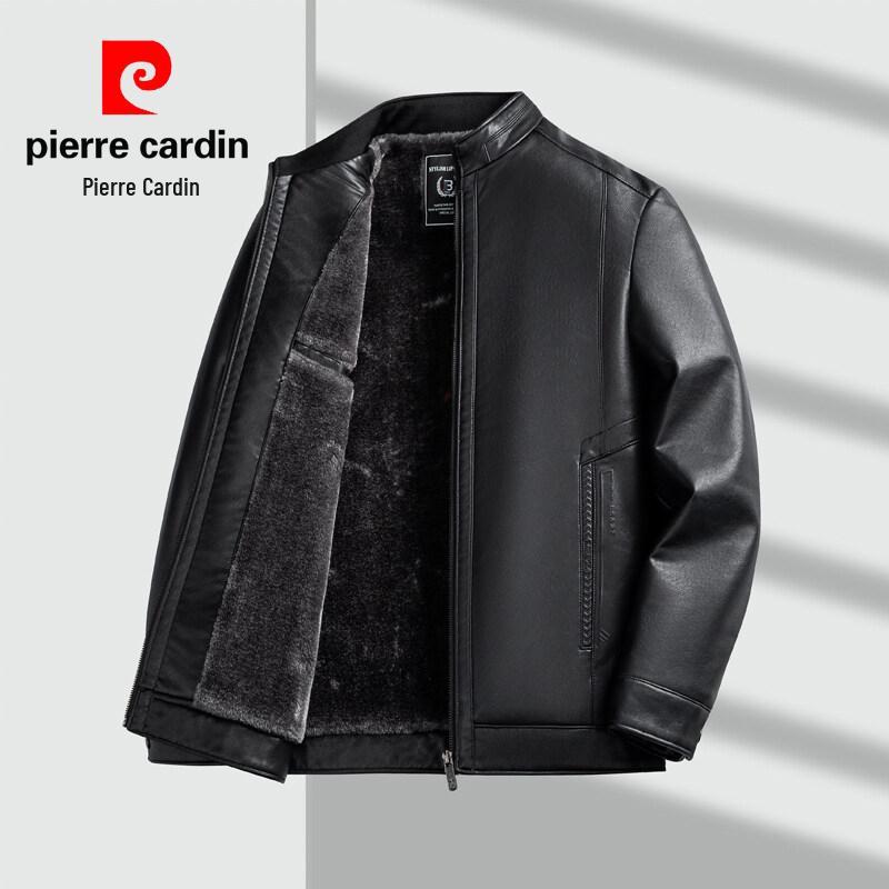 Pierre Cardin 2025 Męska Skórzana Kurtka z Kołnierzem Stojącym - Casualowa, Wszechstronna, Ciepła, z Podszewką z Weluru dla Mężczyzn w Średnim Wieku