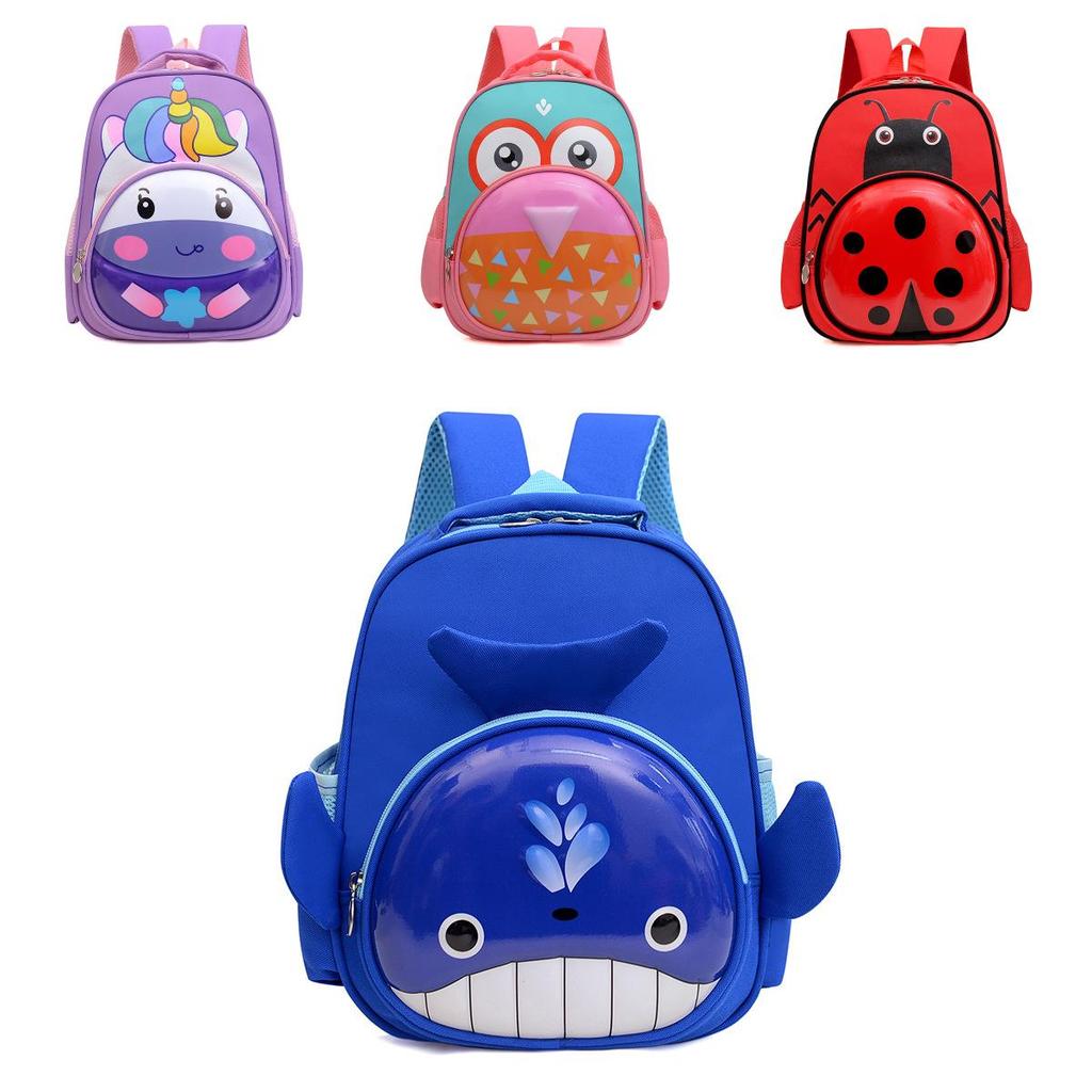 Childrens Cute Animal Unicorn Shark And Dog Print School Backpack With Durable Nylon And Light Weight Design