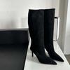 Sharp Pointed Women's Knee High Boots Designer Party Outfit Street Boots Thin High Heels