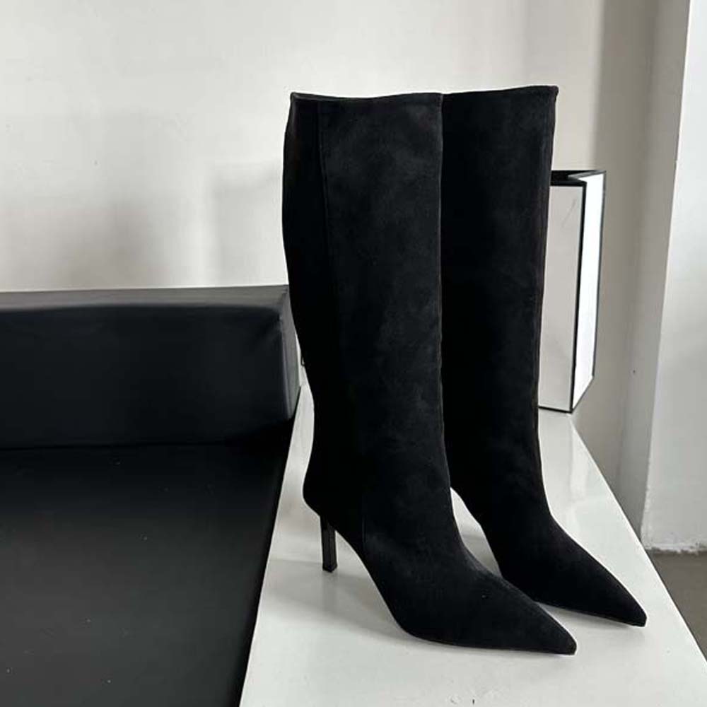 Sharp Pointed Women's Knee High Boots Designer Party Outfit Street Boots Thin High Heels