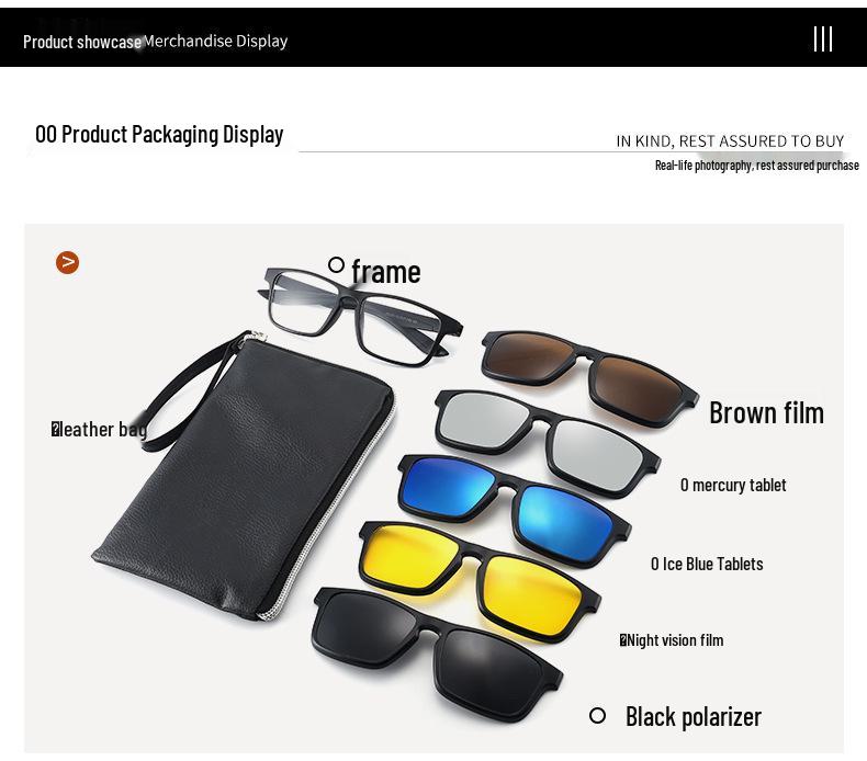 Magnetic Clip-on Polarized Cycling Sunglasses for Men & Women: Two-in-One Five-Piece Lens Set