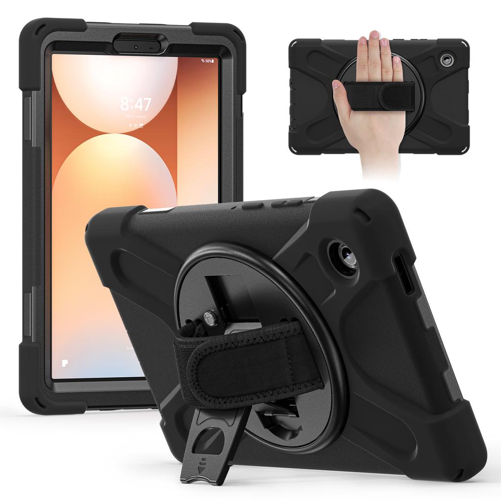 Case for Samsung Galaxy Tab A11 + 11" 8.7" 360 Degree Rotate Stand Case Shockproof Silicone-PC Stand Cover+Shoulder Straps