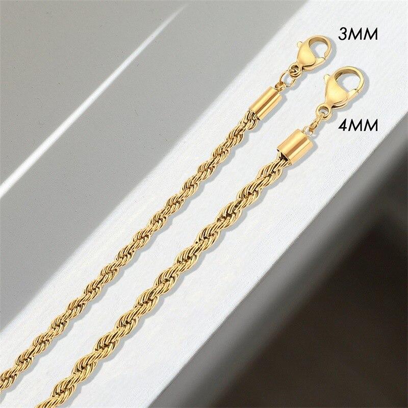 Trendy Stainless Steel Necklace for Unisex Fashion Twine Hip Hop Choker Women Men Neck Chain Necklace Jewelry