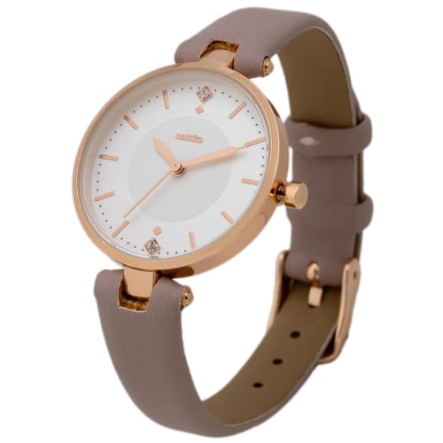 Fieldwork Women's Analog Watch with Diamonds and a Gray Leather Strap, YM104-2, Pink