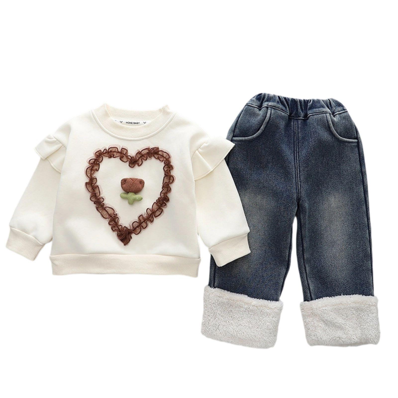 

Дитячий повсякденний комплект з довгим рукавом, зручні наряди для щоденного носіння 120 бежевий