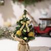 Small Christmas Tree With Lights 3 Pieces Artificial Plant With Burlap Base Little Christmas Tree For Bookshelf Birthday Party