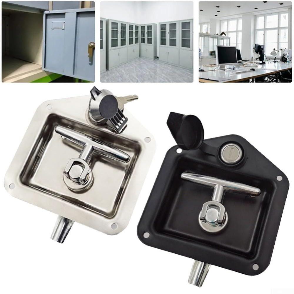 Compact Folding Lock Black Stainless Steel Lock User Convenience T-handle Lock Truck