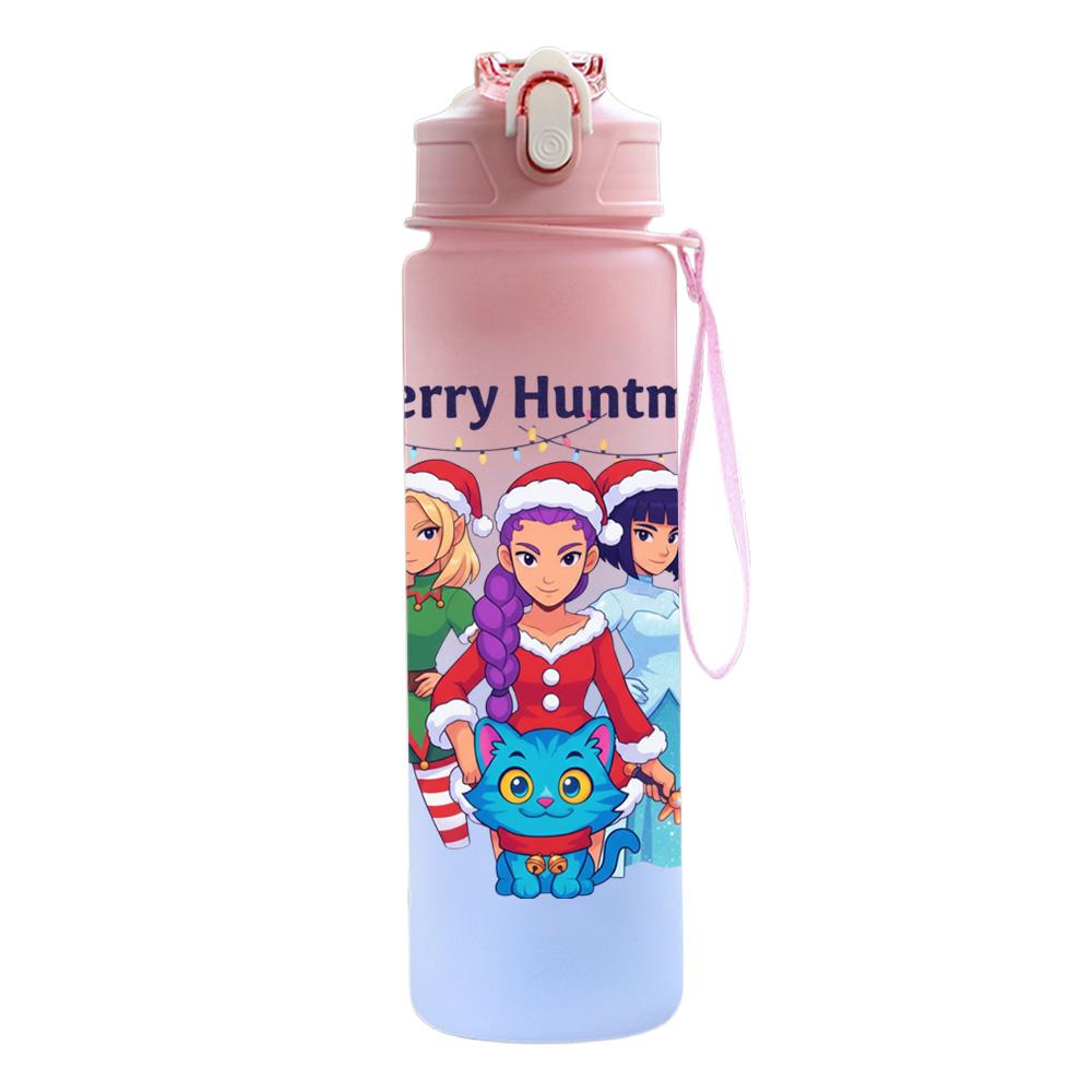 750Ml Water Bottle Christmas K-Pop Demon Hunters Printed Large Capacity Drinking Cup Portable Outdoor Sports Water Cup Children Kid Gift