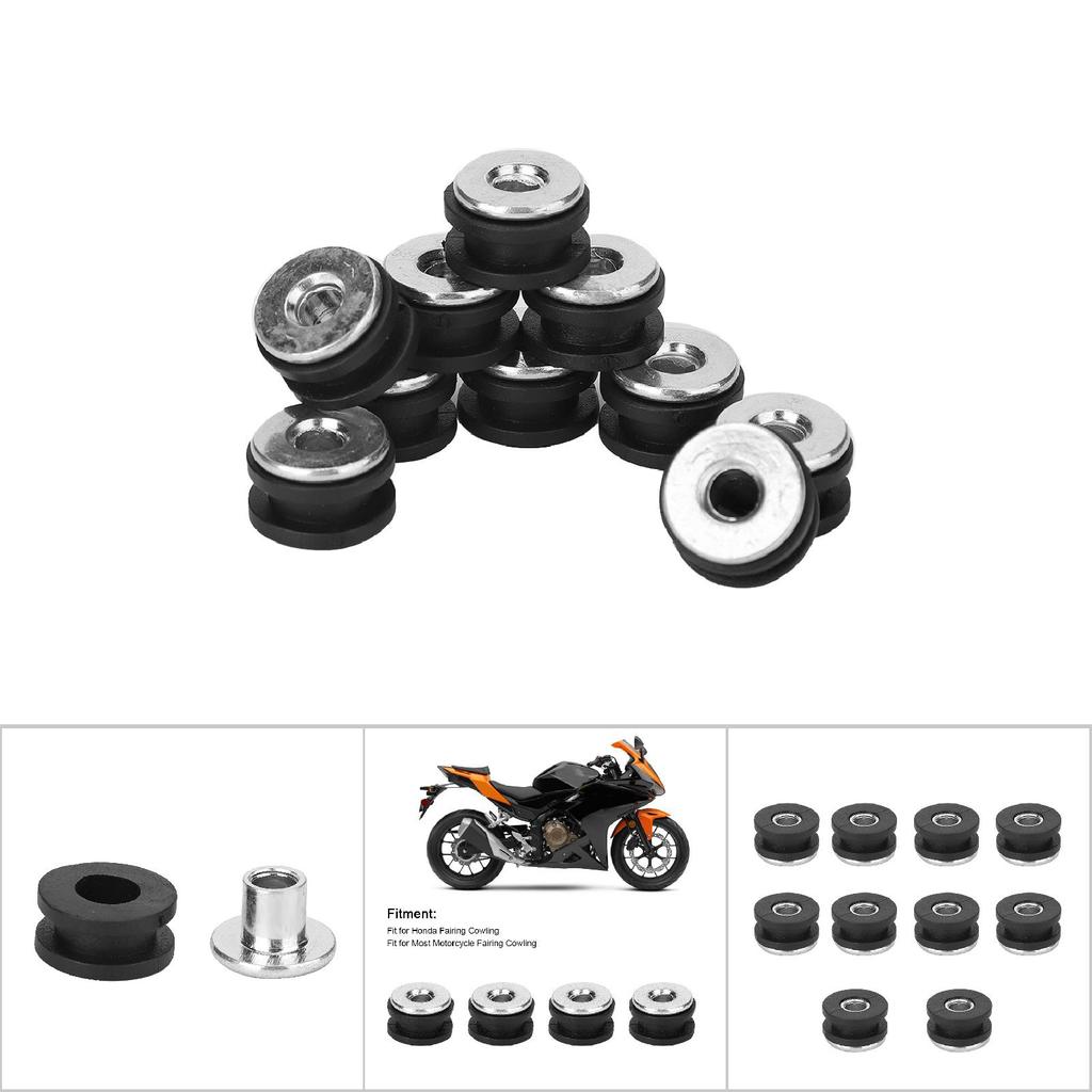 10Pcs Motorcycle Rubber Grommets Bolt Kit Replacement Accessories Fit for Honda Fairing Cowling