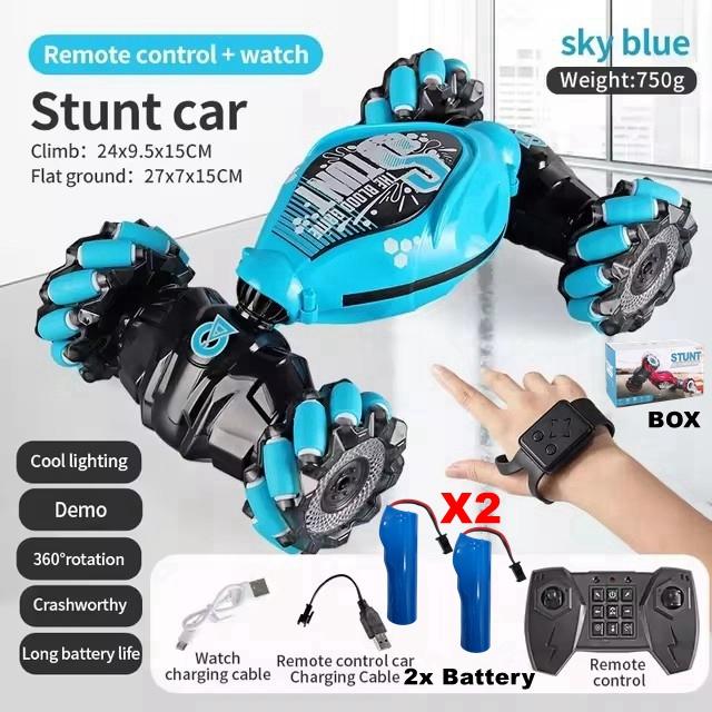 Rc Drift Car With Music Led Lights 2.4g Gesture Radio Remote Control Spray Stunt Car 360° Rotating Climbing Car Toys Gift