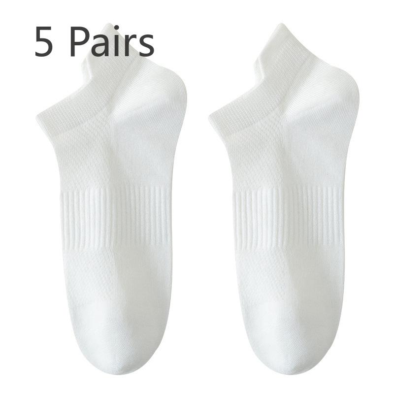 5 Pairs of Women's Spring and Summer Thin 7A Antibacterial Deodorant Mesh Sweet Cotton Short Boat Socks