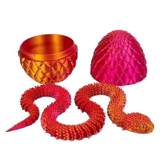 Yousheng 3D Printed Snake Toy Articulated Snake Ornament Egg with Snake Inside Flexible Snake Fidget Toy for Desk Decoration Stress Relief