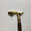Nautical Style Solid Brass Antique Lion Head Handle Walking Stick Wooden Cane