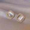 S925 Silver Rhinestone Cat's Eye Retro Earrings - Elegant 2024 Design