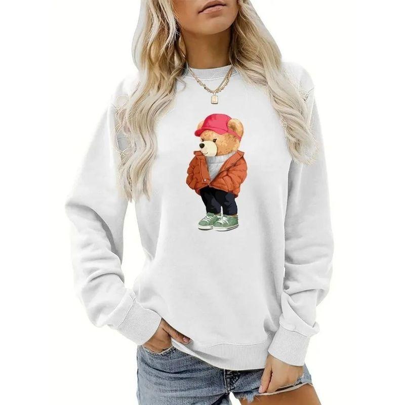 Fashion Wind New Fashion Casual Loose Printed Crew Neck Sweatshirt Tops Printed round Neck Top