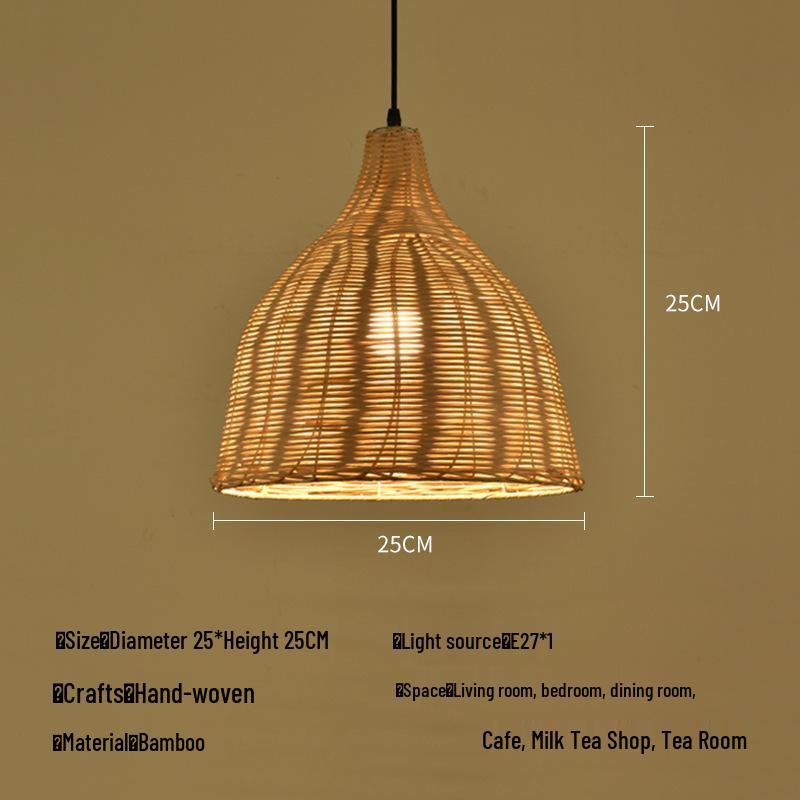A8L Bamboo Pendant Lamp: New Chinese Zen Style, Rattan Woven Design, Ideal for Tea Rooms, Dining Areas & Teahouses with Japanese Antique Touch.